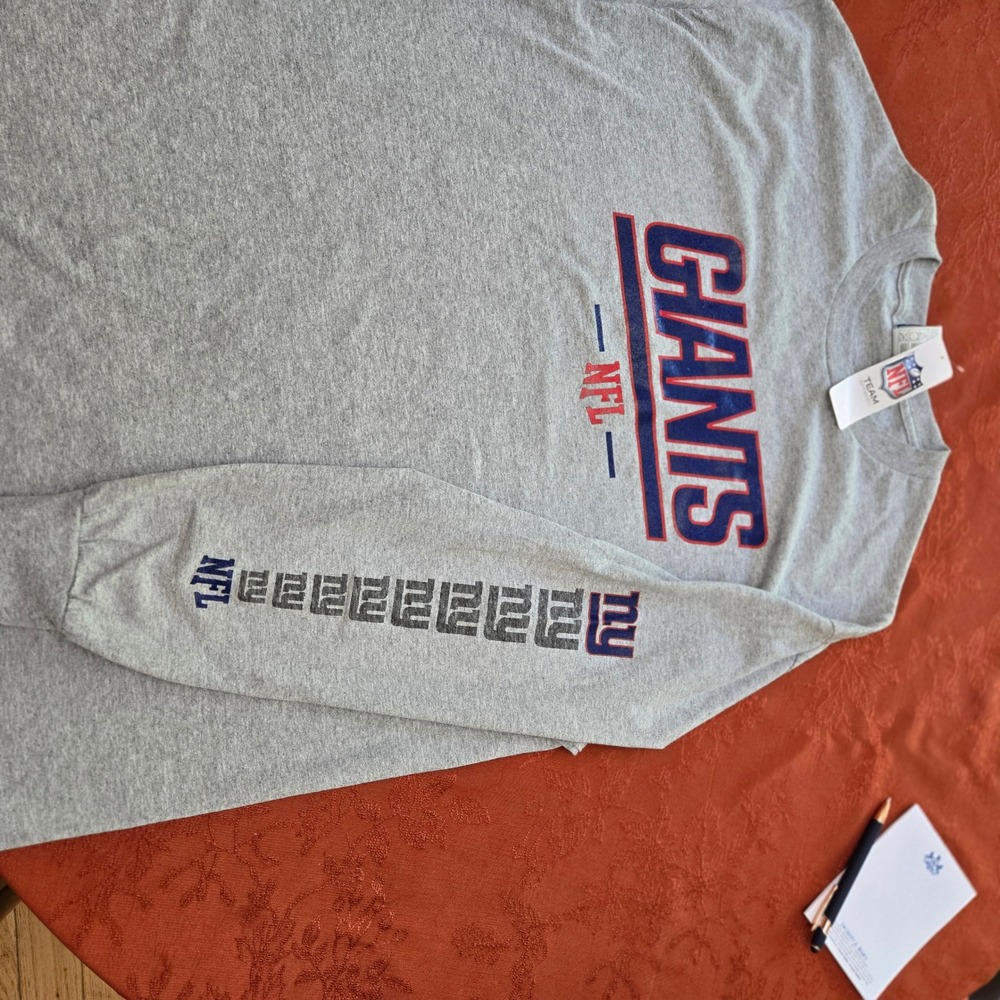 NFL Team Apparel New York Giants Long Sleeve Shirt Gray XL NWT